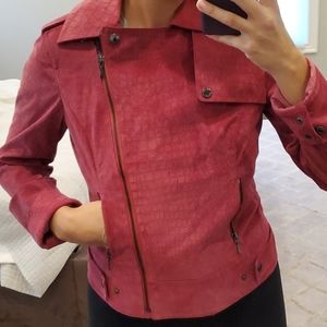 NWOT WOMEN'S YANSI FUGEL ANIMAL SKIN SUEDE LEATHER BOMBER JACKET COAT SZ 6 $450